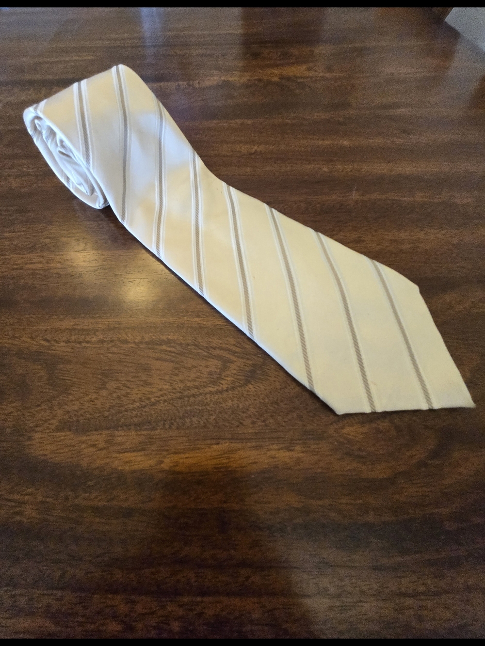 Vintage CANALI Tie 100% Silk Cream With Brown Diagonal Repp Stripe Italian Made.